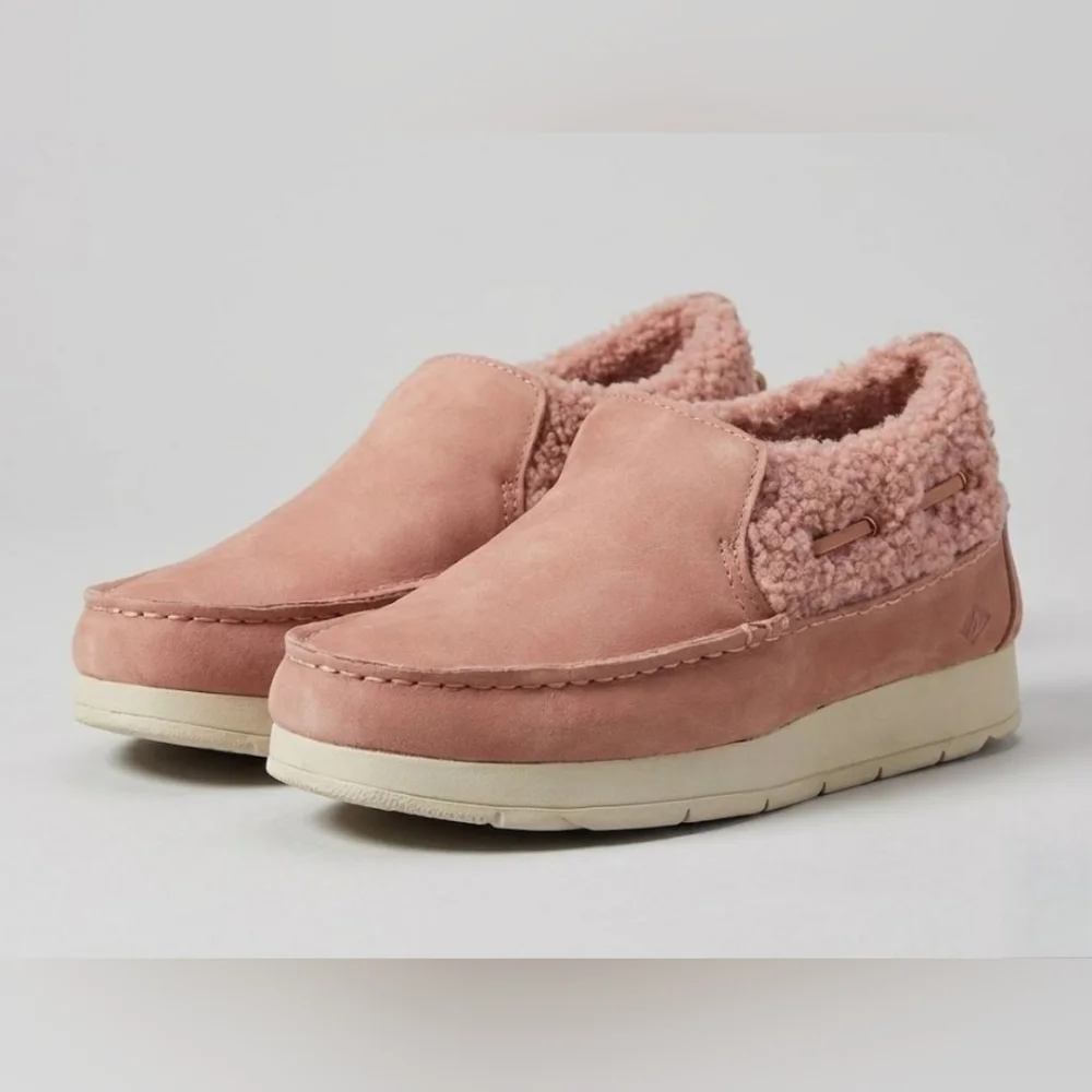 Sperry Women’s Moc-Sider Rose Leather Teddy Hybrid Boat Shoe M7 NIB - Picture 1 of 13